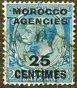 Почтовая марка (25 c.). "Король Георг V". 1917 год, Марокко (Британский Почтовый Офис).