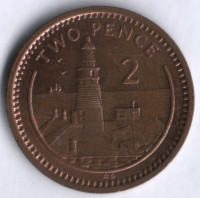 Монета 2 пенса. 1994(AA) год, Гибралтар.