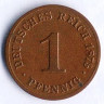 Монета 1 пфенниг. 1875 год (C), Германская империя.