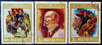 Набор почтовых марок (3 шт.). "50 лет Октябрьской революции". 1967 год, Венгрия.