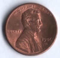 1 цент. 1986(D) год, США.