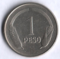 Монета 1 песо. 1976 год, Колумбия.