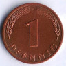 Монета 1 пфенниг. 1978(F) год, ФРГ.