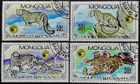 Набор почтовых марок (4 шт.). "Ирбис". 1985 год, Монголия.