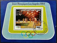 Мини-блок. "Летние Олимпийские игры - Лос-Анджелес`1984". 1984 год, Коморские острова.