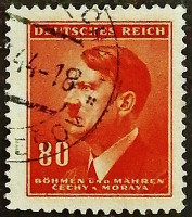 Почтовая марка (80 h.). "Адольф Гитлер". 1942 год, Богемия и Моравия.