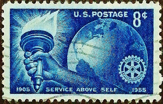 Почтовая марка. "50-летие Rotary International". 1955 год, США.