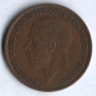 Монета 1 пенни. 1927 год, Великобритания.