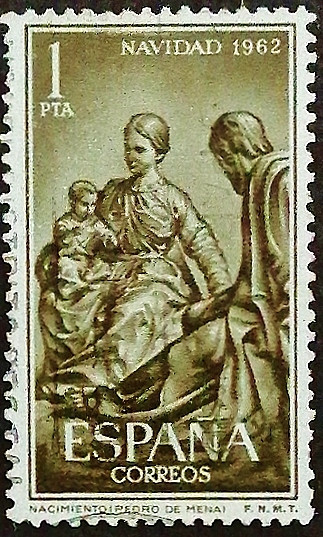 Почтовая марка. «Рождество», Педро де Мена. 1962 год, Испания.