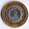Монета 2 песо. 2016 год, Аргентина.
