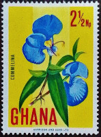 Марка почтовая (2⅟₂ np.). "Цветок коммелины". 1967 год, Гана.
