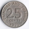 Монета 25 центов. 1971 год, Тринидад и Тобаго (колония Великобритании).