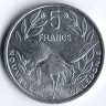 Монета 5 франков. 2016 год, Новая Каледония.
