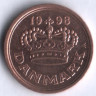 Монета 25 эре. 1998 год, Дания. LG;JP;A.
