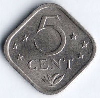 Монета 5 центов. 1974 год, Нидерландские Антильские острова.