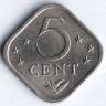 Монета 5 центов. 1974 год, Нидерландские Антильские острова.