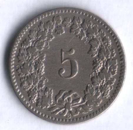 5 раппенов. 1894 год, Швейцария.