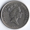 Монета 20 центов. 1990 год, Новая Зеландия.