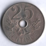 Монета 25 сентимо. 1927 год, Испания. 