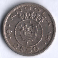 Монета 2,5 эскудо. 1967 год, Ангола (колония Португалии).