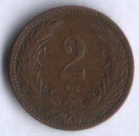 Монета 2 филлера. 1906 год, Венгрия.