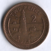 Монета 2 пенса. 1995(AA) год, Гибралтар.