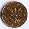 Монета 2 гроша. 2013 год, Польша.