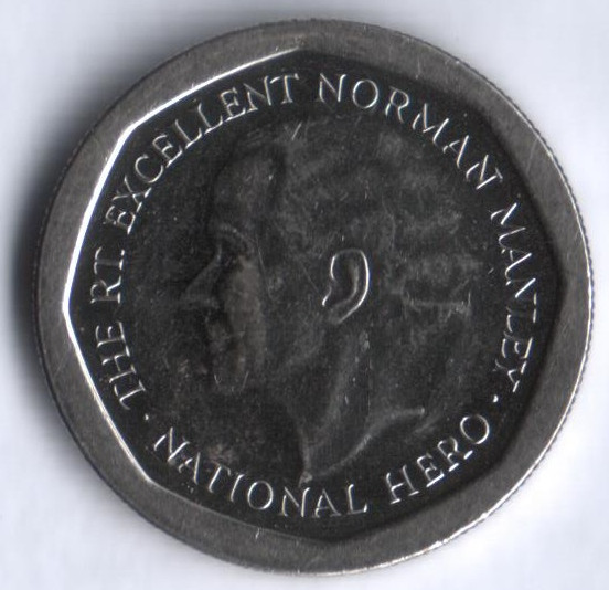 Монета 5 долларов. 1995 год, Ямайка. Норман Мэнли - национальный герой.