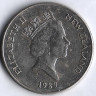 Монета 20 центов. 1989 год, Новая Зеландия.