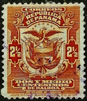 Почтовая марка (2⅟₂ c.). "Герб". 1909 год, Панама.