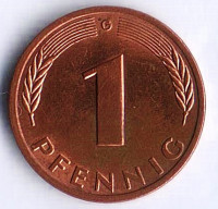 Монета 1 пфенниг. 1978(G) год, ФРГ.
