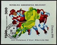 Мини-блок. "Зимние Олимпийские игры - Альбервиль`1992". 1991 год, Мадагаскар.