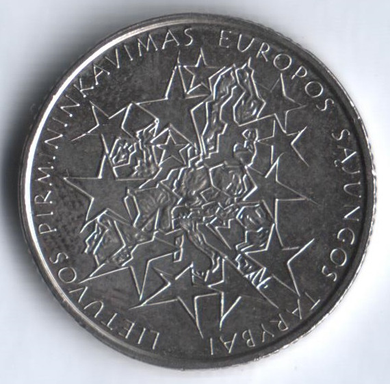 Монета 1 лит. 2013 год, Литва. Председательство Литвы в Совете Европы.