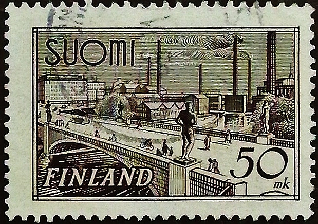 Почтовая марка. "Мост Тампере". 1942 год, Финляндия.