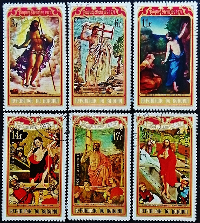 Набор почтовых марок (6 шт.). "Пасха". 1971 год, Бурунди.