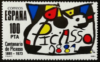 Марка почтовая. "Память о Пикассо". 1981 год, Испания.