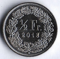 Монета 1/2 франка. 2013 год, Швейцария.