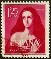 Почтовая марка. «Испанка», Хосе де Рибера. 1954 год, Испания.