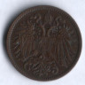 Монета 2 геллера. 1899 год, Австро-Венгрия.