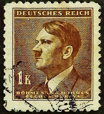 Почтовая марка (1 kr.). "Адольф Гитлер". 1942 год, Богемия и Моравия.