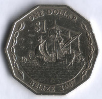 Монета 1 доллар. 2007 год, Белиз.