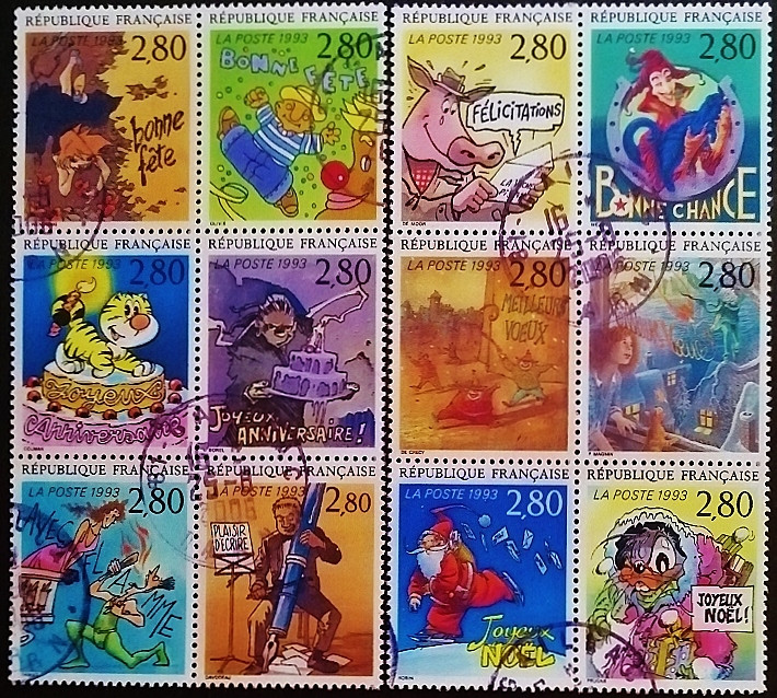 Набор почтовых марок (12 шт.). "Удовольствие от письма". 1993 год, Франция. Набор почтовых марок (12 шт.). "Удовольствие от письма". 1993 год, Франция.