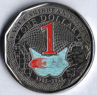 Монета 1 доллар. 2015 год, Восточно-Карибские государства. 50 лет национальной валюте. Монета 1 доллар. 2015 год, Восточно-Карибские государства. 50 лет национальной валюте.
