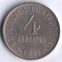 Монета 4 сентаво. 1917 год, Португалия.
