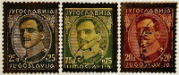 Набор почтовых марок (3 шт.). "Король Александр (траурный выпуск)". 1934 год, Королевство Югославия.