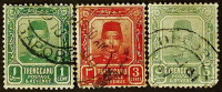 Набор почтовых марок (3 шт.). "Султан Зейн-уль-Абидин". 1910 год, Тренггану(Малайя).