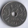 Монета 1 крона. 1998 год, Норвегия.