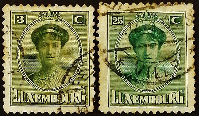 Набор почтовых марок (2 шт.). "Великая герцогиня Шарлотта". 1921 год, Люксембург.