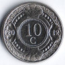 Монета 10 центов. 2012 год, Нидерландские Антильские острова.