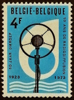 Марка почтовая. "50 лет бельгийскому радиовещанию". 1973 год, Бельгия.